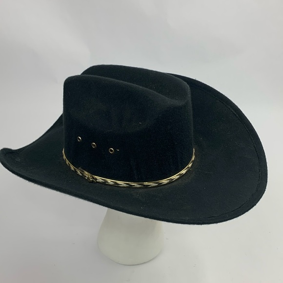 Summit Hat Mexico Wool Felt Western Cowboy Size Small Black with Gold accents - Picture 1 of 14